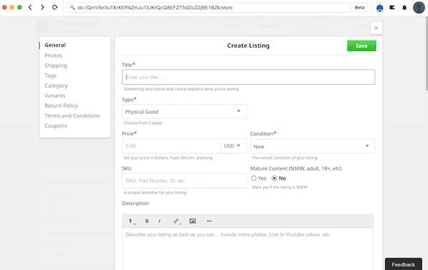 Screenshots of OpenBazaar 2.0 Search UI